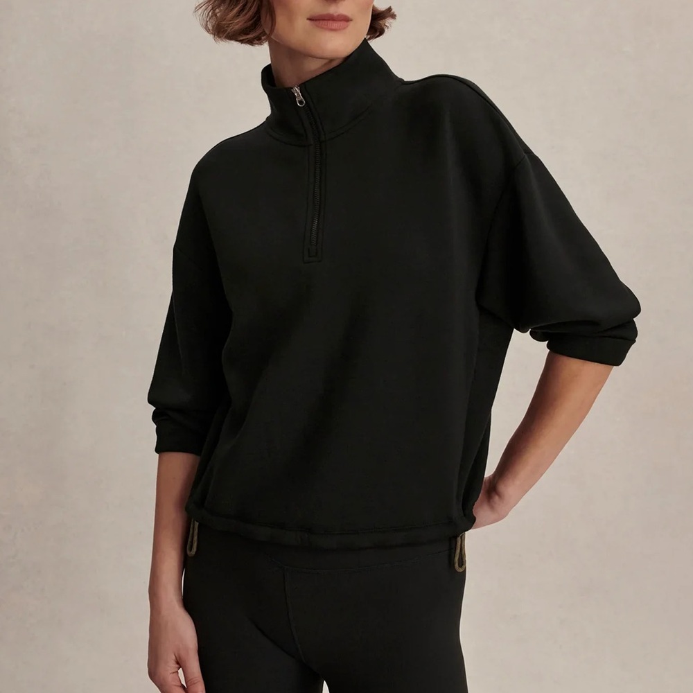 Varley Sweatshirt Sian Cropped Half Zip Midlayer Black Medium - Picture 2 of 6